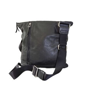 Margot New York Black Soft Leather Crossbody Messenger Shoulder Bag